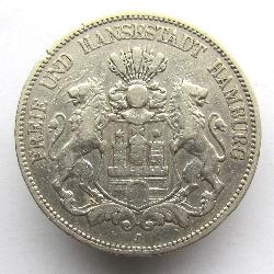 Hamburg 5 Mark 1876 J
