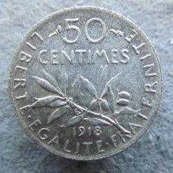 Francie 50 centimů 1918