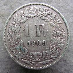 Швейцария 1 франк 1909 B
