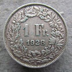 Швейцария 1 франк 1928 B