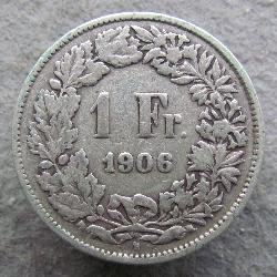 Швейцария 1 франк 1906 B