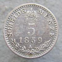 Австро-Венгрия 5 крейцар 1859 А