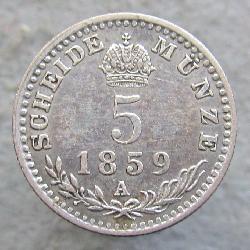 Rakousko-Uhersko 5 kreuzer 1859 A