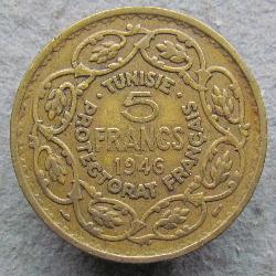 Tunisko 5 frank 1946
