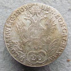 Austria Hungary 20 kreuzer 1809 C