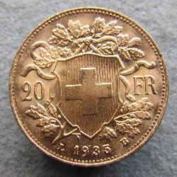 Švýcarsko 20 Fr 1935 LB