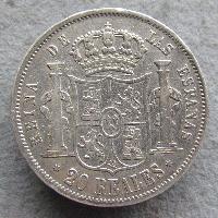 Španělsko 20 realů 1855