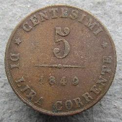 Benátky 5 centesimo 1849