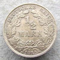 Germany 1/2 Mark 1918 E