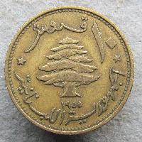 Lebanon 10 piastres 1955