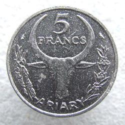 Madagascar 5 francs 1968