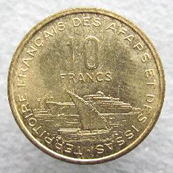 Французские афар и исса 10 франков 1969