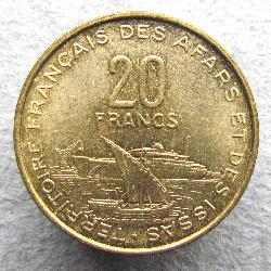 Французские афар и исса 20 франков 1968