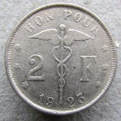 Belgie 2 frank 1923