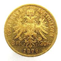 Austria Hungary 8 Fl / 20 Fr 1876