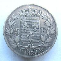 Франция 5 франков 1824 W