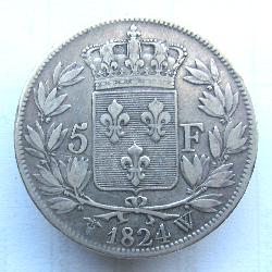 Франция 5 франков 1824 W