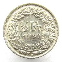Švýcarsko 1/2 frank 1950 B