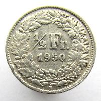 Schweiz 1/2 Franken 1950 B
