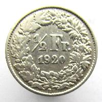 Switzerland 1/2 Franc 1920 B