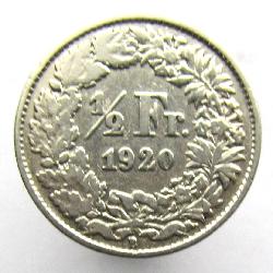 Switzerland 1/2 Franc 1920 B