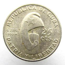 Куба 25 сентаво 1953