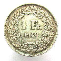 Швейцария 1 франк 1940 B