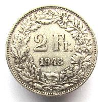 Schweiz 2 Fr 1943 B