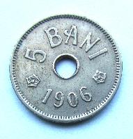 Rumunsko 5 bani 1906 J