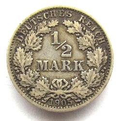 Germany 1/2 mark 1905 A