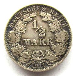 Germany 1/2 mark 1911 A