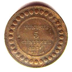 Tunisia 5 centimes 1916